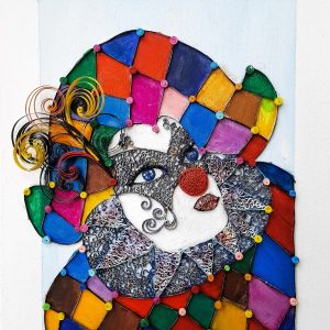 Carmen Mindriscanu - Harlequin - 40x50cm - Tecnica mista, filigrana di carta e pittura in acrilico