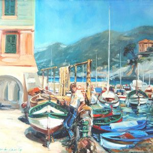 Il sito del pittore Gilberto Minella - "Porto di Camogli" -olio su tela (40×50 cm) – anno 1978.