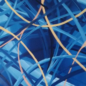 Astratto tridimensionale blu - Olio su tela - 100x40cm