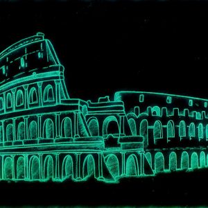 Colosseo - Incisione su vetro ed illuminazione led - 40x30cm